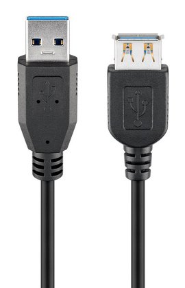 GOOBAY καλώδιο προέκτασης USB 74149, 5Gbps, USB 3.0, 15W, 2m, μαύρο