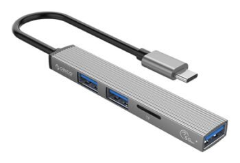 ORICO USB hub AH-12F με card reader, 3 θυρών, 5Gbps, USB-C σύνδεση, γκρι