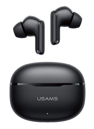 USAMS earphones με θήκη φόρτισης E05, True Wireless, BT 6.0, μαύρα