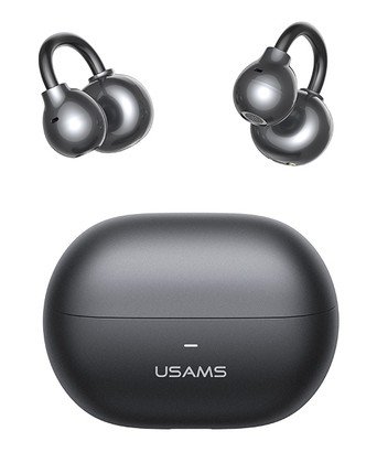 USAMS earphones με θήκη φόρτισης Echo R02, OWS, Φ11mm, 50/300mAh, μαύρα