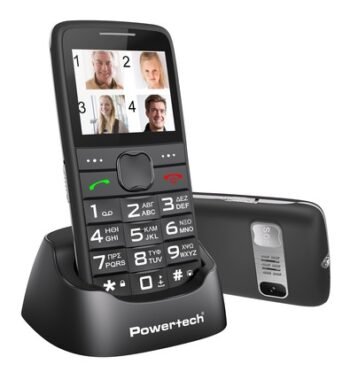 POWERTECH κινητό τηλέφωνο Sentry Eco V2, dual SIM, πλήκτρο SOS, μαύρο