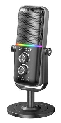 CMTECK επιτραπέζιο μικρόφωνο XM600, omnidirectional/καρδιοειδές, USB, RGB LED, μαύρο