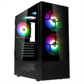 Kolink Observatory MX Mesh ARGB Midi Tower Case – Black (with 5 ARGB fans – 2x140mm & 3x120mm)