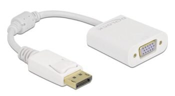 DELOCK αντάπτορας DisplayPort σε VGA 61007, Full HD, passive, λευκός