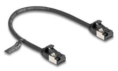 DELOCK καλώδιο δικτύου 80181, CAT 8.1 U/FTP, 40Gbps, εύκαμπτο, 0.25m, μαύρο