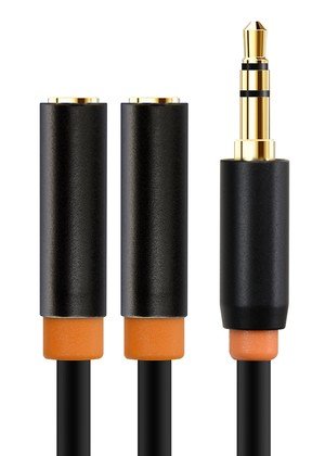 CABLETIME καλώδιο ήχου 3.5mm σε 2x 3.5mm CT-AV309-P12G, 20cm, μαύρο