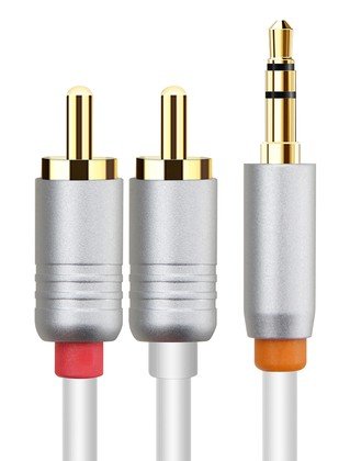 CABLETIME καλώδιο ήχου 3.5mm σε 2x RCA CT-AV314-P12G, 1m, λευκό