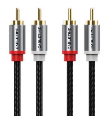 CABLETIME καλώδιο ήχου 2x RCA σε 2x RCA CT-RCA, 1m, μαύρο
