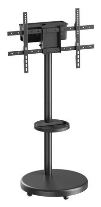 BRATECK βάση τηλεόρασης δαπέδου FS38-46TWE, 37-86", έως 50kg, με ράφι & cable management, ροδάκια, μαύρη
