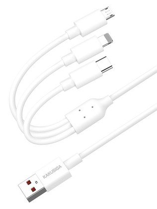 KAKUSIGA καλώδιο USB σε USB-C/Lightning/Micro USB KSC-1021, 5A, 1.2m, λευκό