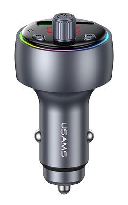 USAMS FM transmitter & φορτιστής CC328, USB/USB-C, 30W, Bluetooth, μαύρο