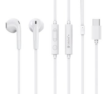 CELEBRAT earphones με μικρόφωνο G39, USB-C σύνδεση, 14mm, 1.2m, λευκά