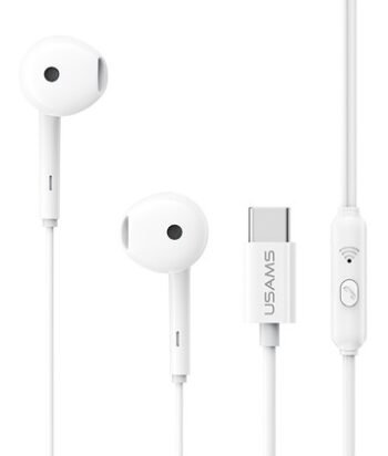 USAMS earphones με μικρόφωνο SJ771, USB-C σύνδεση, 1.2m, λευκά