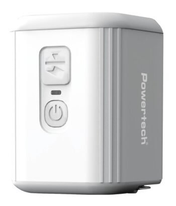 POWERTECH μίνι τρόμπα PT-1553 με φακό, 5W, επαναφορτιζόμενη, λευκή