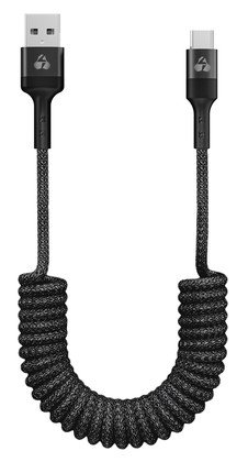 POWERTECH καλώδιο USB-C σε USB PTR-0197 με spiral καλώδιο, PD 60W, 480Mbps, 1m, μαύρο