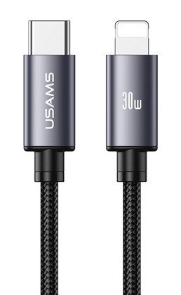 USAMS καλώδιο Lightning σε USB-C SJ770, 30W, 480Mbps, 1m, μαύρο