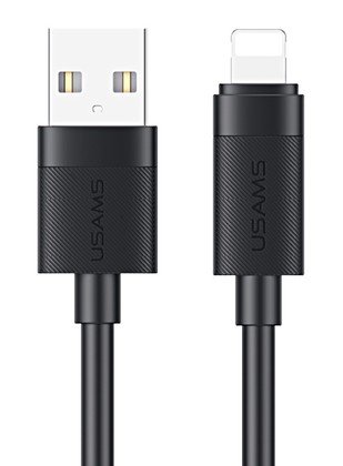 USAMS καλώδιο Lightning σε USB SJ778, 2.4A, 480Mbps, 1m, μαύρο