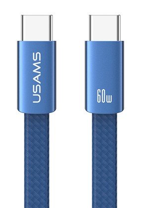 USAMS καλώδιο USB-C SJ783, 60W, 480Mbps, flat, 1.2m, μπλε