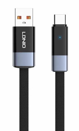 LDNIO καλώδιο USB-C σε USB LS242c, flat, 50W, 480Mbps, 2m, μαύρο