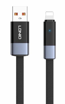 LDNIO καλώδιο Lightning σε USB LS242i, flat, 30W, 480Mbps, 2m, μαύρο