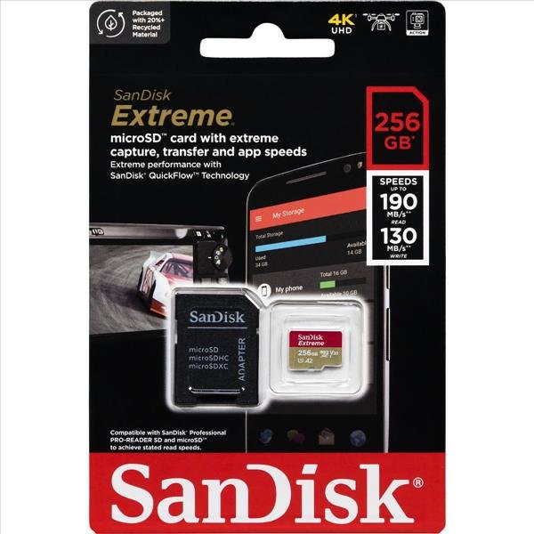 Sandisk Extreme 256GB 10 U3 V30 A2 UHS-I (SDSQXAV-256G-GN6MA)