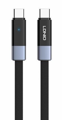 LDNIO καλώδιο USB-C LC242c, flat, 65W, 480Mbps, 2m, μαύρο