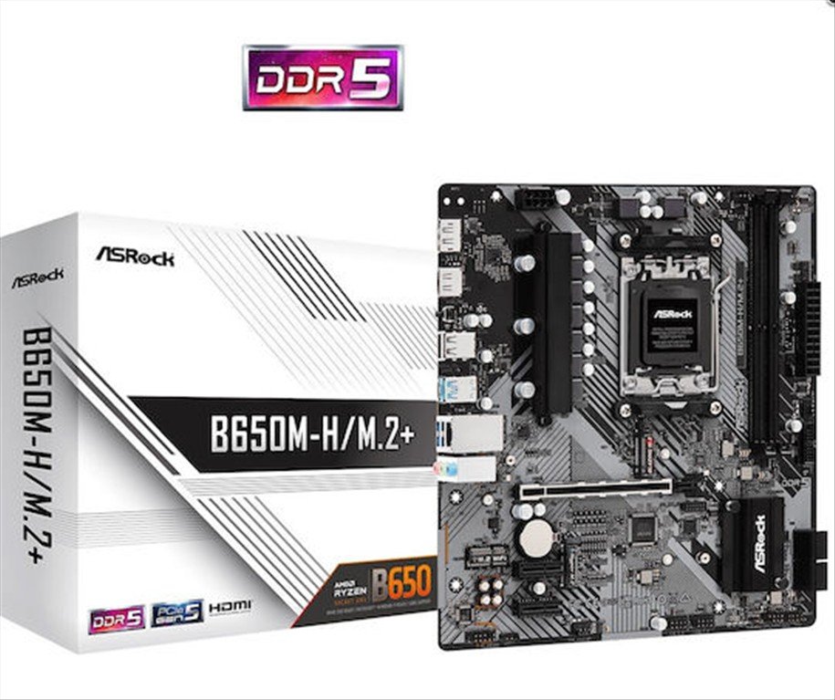 ASRock B650M-H/M.2+ Motherboard Micro ATX with AMD AM5 Socket (90-MXBMS0-A0UAYZ)