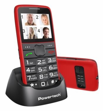 POWERTECH κινητό τηλέφωνο Sentry Eco V2, dual SIM, πλήκτρο SOS, κόκκινο