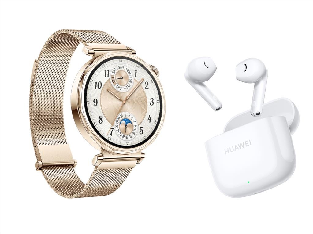 Huawei Watch GT 5 41mm Gold Milanese Strap + Huawei Freebuds SE 2 Ceramic White