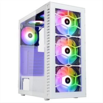 Kolink Observatory HF Glass ARGB Midi Tower Case – White (with 6 ARGB fans)