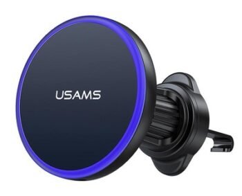 USAMS ασύρματος φορτιστής & βάση smartphone αυτοκινήτου CD277, αεραγωγών, 15W, μαύρος