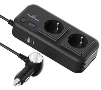 POWERTECH inverter αυτοκινήτου PTL-029, 200W, 12V/24V DC σε 2x 110V/220V AC, με 2x USB-C/2x USB
