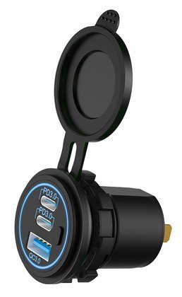 POWERTECH πρίζα USB για σκάφη & οχήματα PTL-030, USB & 2x USB-C, 36W, IP65